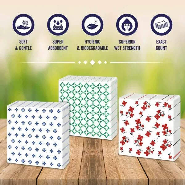 Kressa Paper Napkins Printed | 2 Ply Printed Tissue Paper – Pack of 3 - Image 4