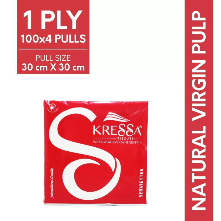 Kressa Paper Napkin | Serviettes 30X30 CM 1 Ply Pack of 4 – 400 Pulls - Image 3