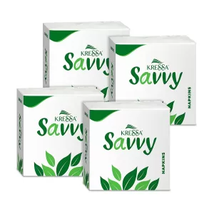 Kressa Savvy Tissue Paper Napkins 1 Ply | 80 X 4 (320 Pulls) (Pack of 4)