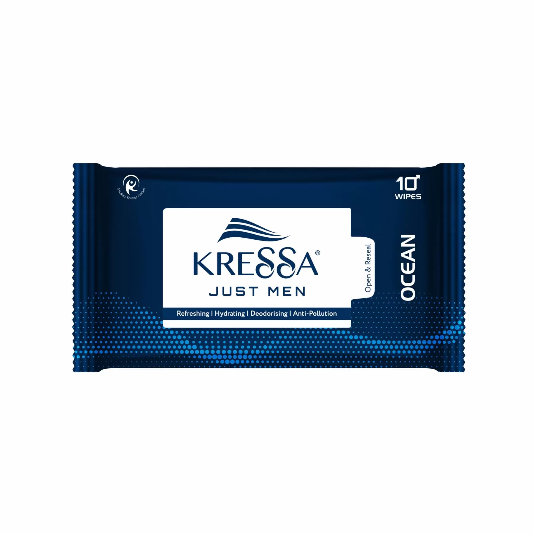 Kressa Men Face Wipes Ocean | Refreshing Anti-Pollution – 10 Wipes